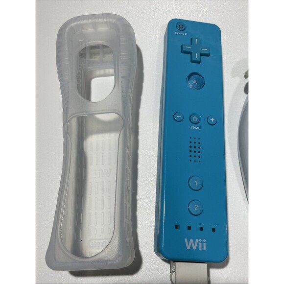 OEM Nintendo Wii Remote Controller Wiimote Blue Teal W/ Nunchuck Silicone Case - Picture 2 of 8